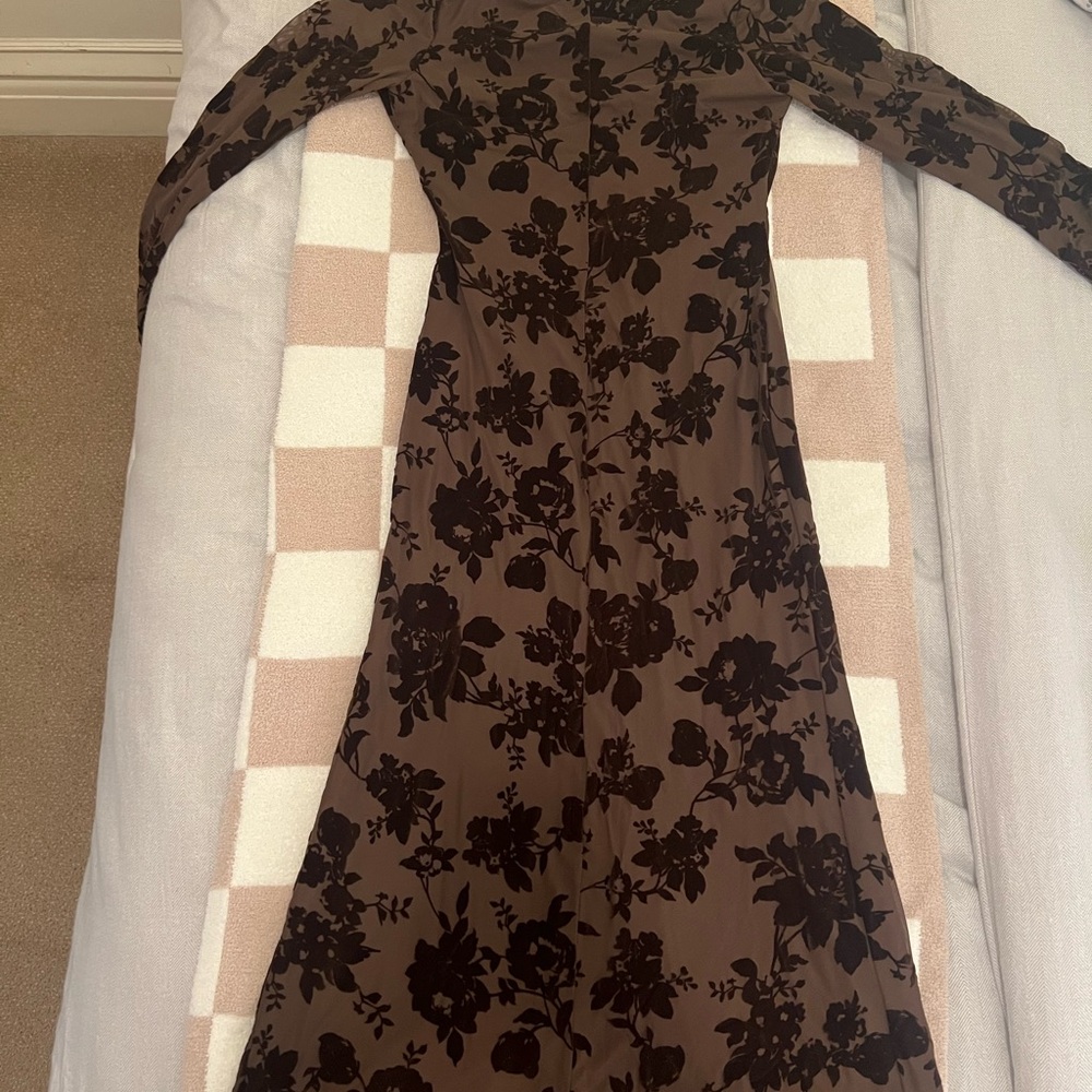 Zara Brown Backless Floral Dress